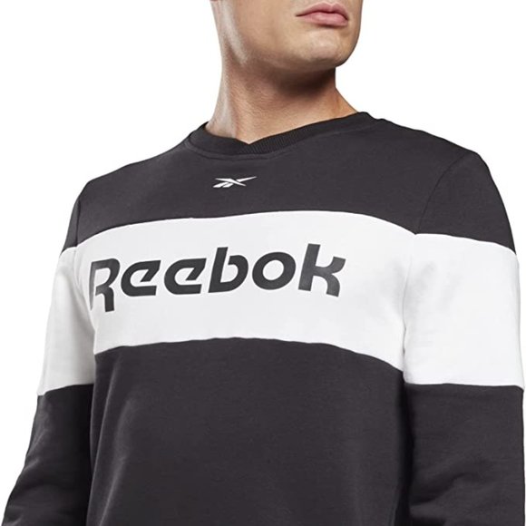 🆕Reebok Men's Training Essentials Graphic Sweatshirt, MD-Black/White Colorblock - Picture 5 of 6